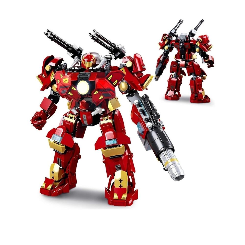 Mech Robot Transforming Building Blocks, Red City Protector Mecha, STEM, 588 Pc
